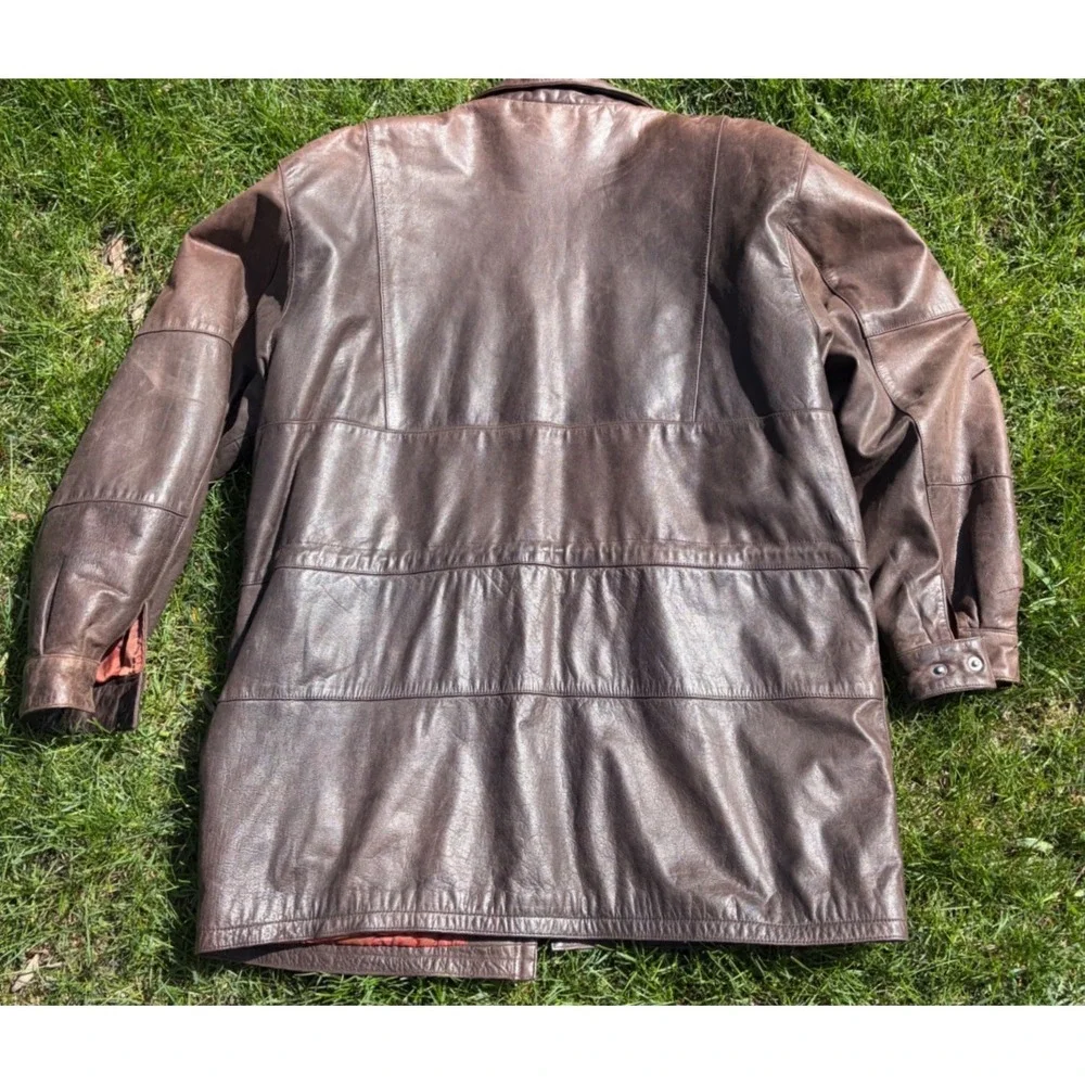 Vintage Midwest Clothing Company Mens Brown Leather Field Jacket Plaid‎ Lined L